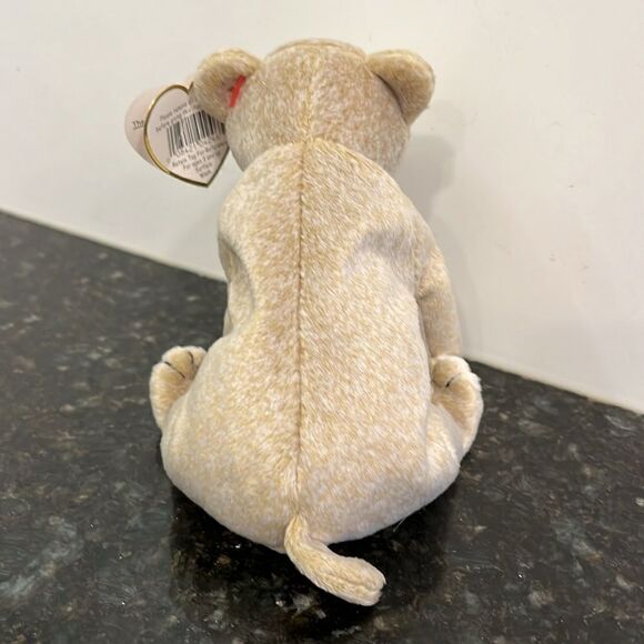 TY Beanie Baby Almond the Beige Bear 1999 Babies Plush Doll Shiny Black Eyes - Picture 8 of 13